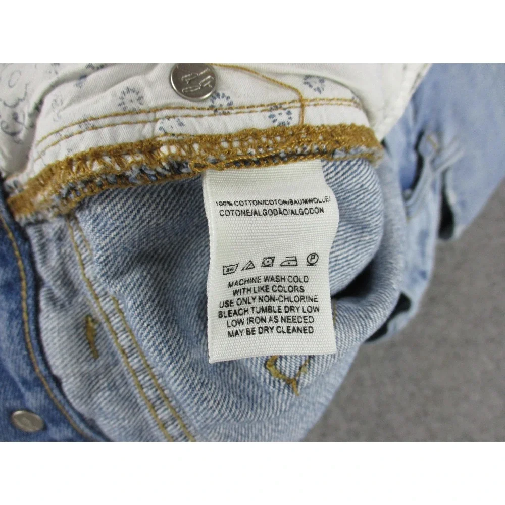 We The Free Jeans Womens 30 Blue Boyfriend Ankle Relaxed Distressed Light Wash